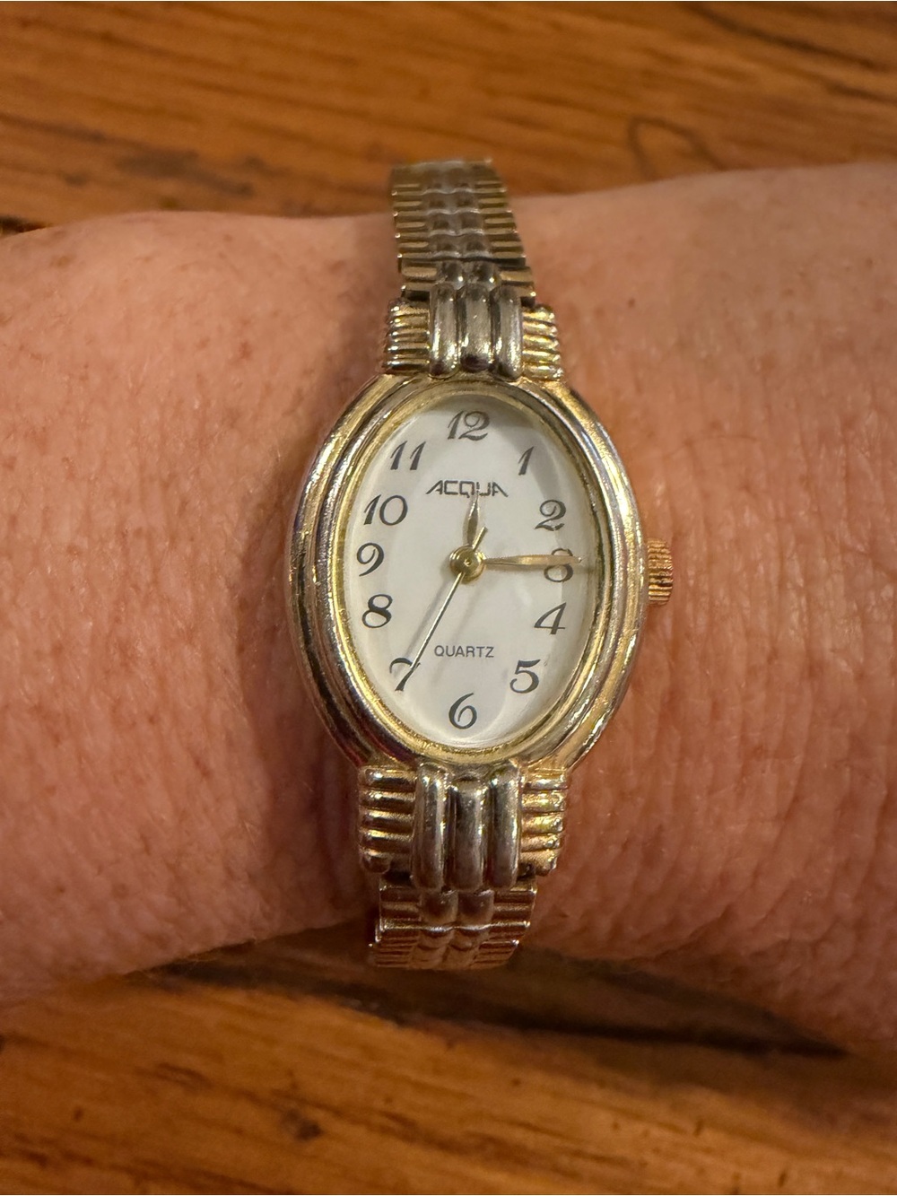 Vintage Acqua Timex Two-Tone Gold and Silver Oval Women's stainless steel CW